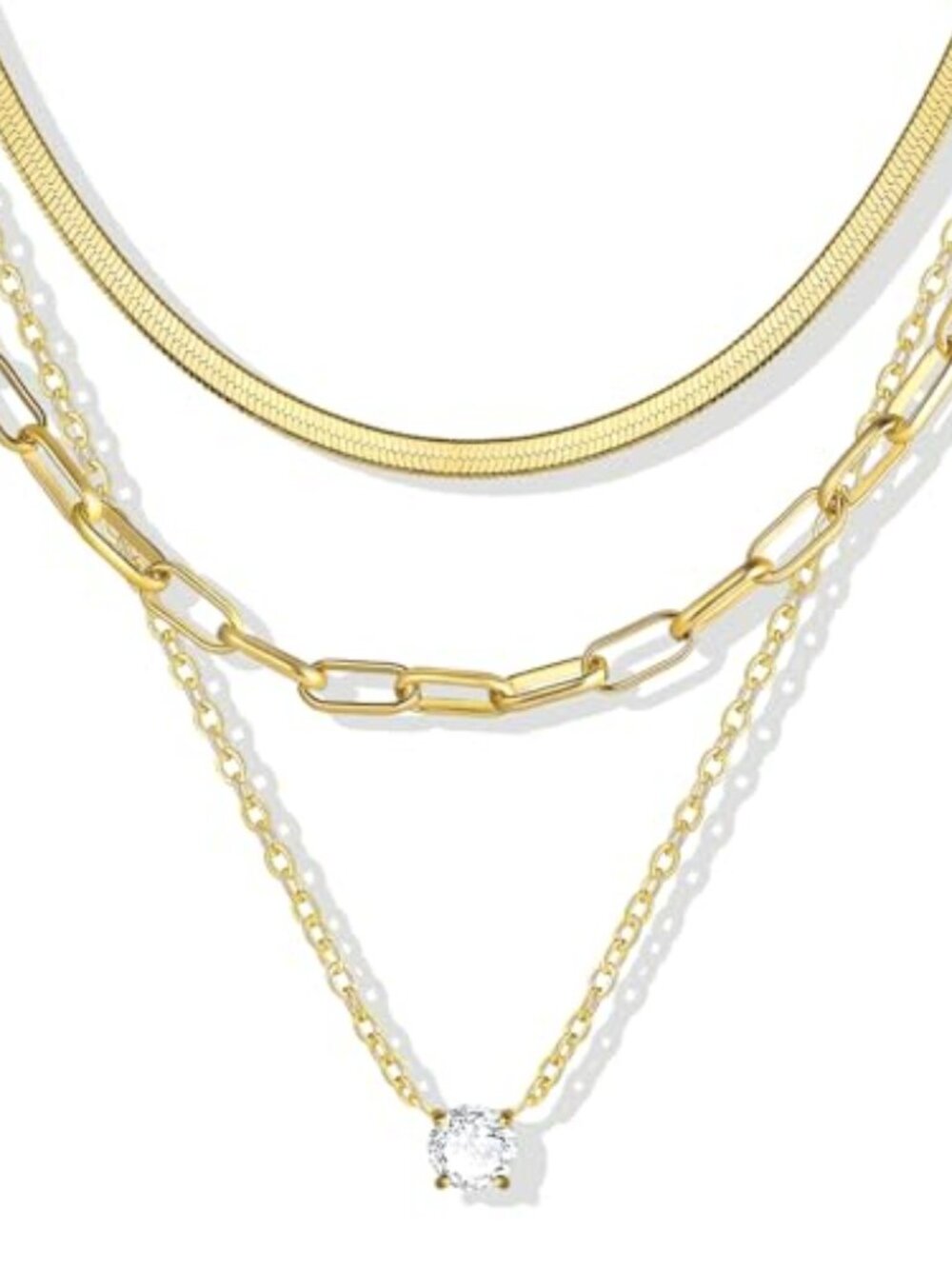 🆕 Gold Layered Choker Necklace for Women Girls, 14K Real Gold Plated CZ Cross